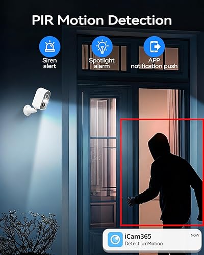 Miniatura 5 de KKB Cámara de seguridad celular 4G LTE magnética, sin cámaras de seguridad WiFi para interiores, SIM incorporada, cámara de batería inalámbrica 2K