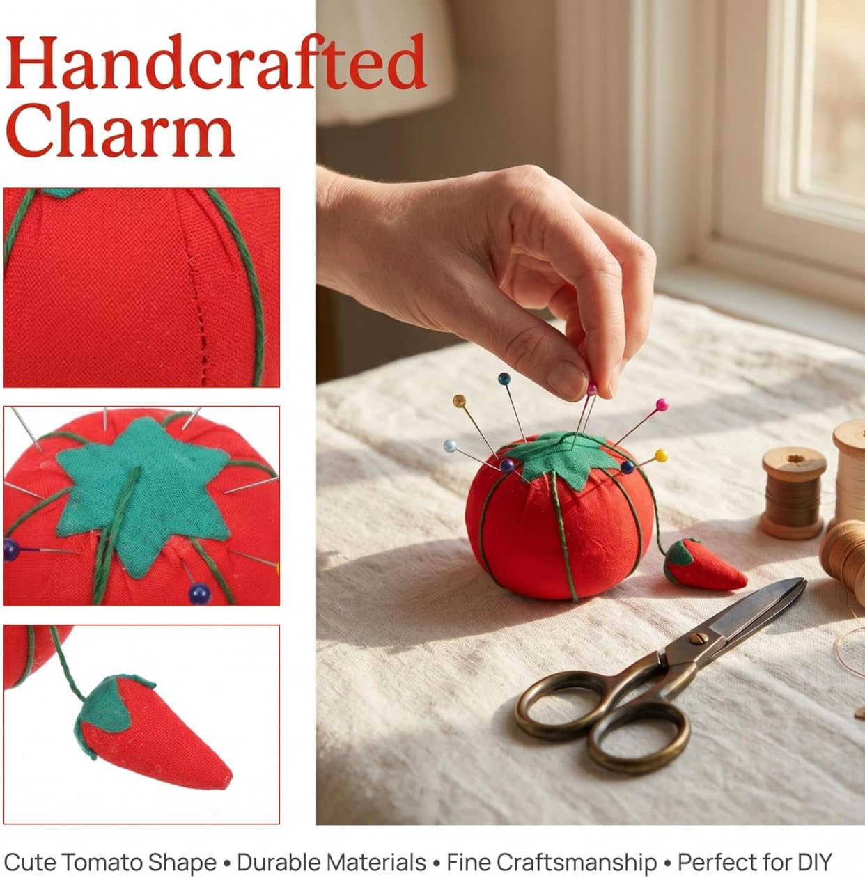IWOWHERO 12pcs Tomato Pin Tomatoes Household Cushion Sewing Tool Compact Cushion Sewing Supply Pin Pin Cushions for Sewing Cute Pin Rest Sewing Kit Round Fabric
