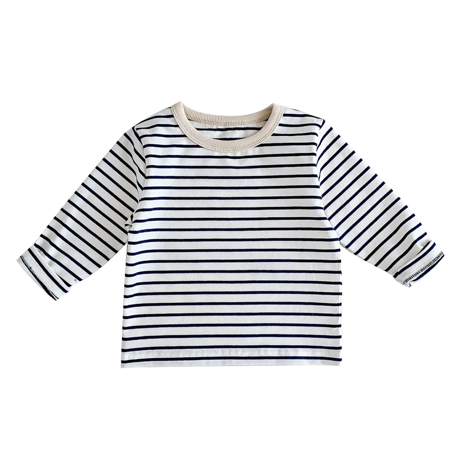Toddler Baby Girls Striped Tops Long Sleeve Crewneck Pullover Kids Spring Tops Basic Shirts Clothes Blue