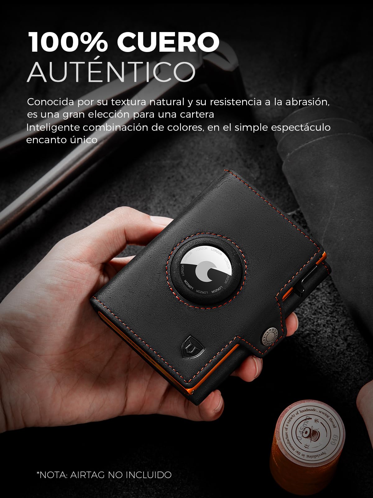 LORZOR Cartera Airtag Hombre, Cartera Hombre Pequeñas con Monedero, Billeteras con Bloqueo RFID, Tarjeter Piel Pop-up, 10 Tarjetas