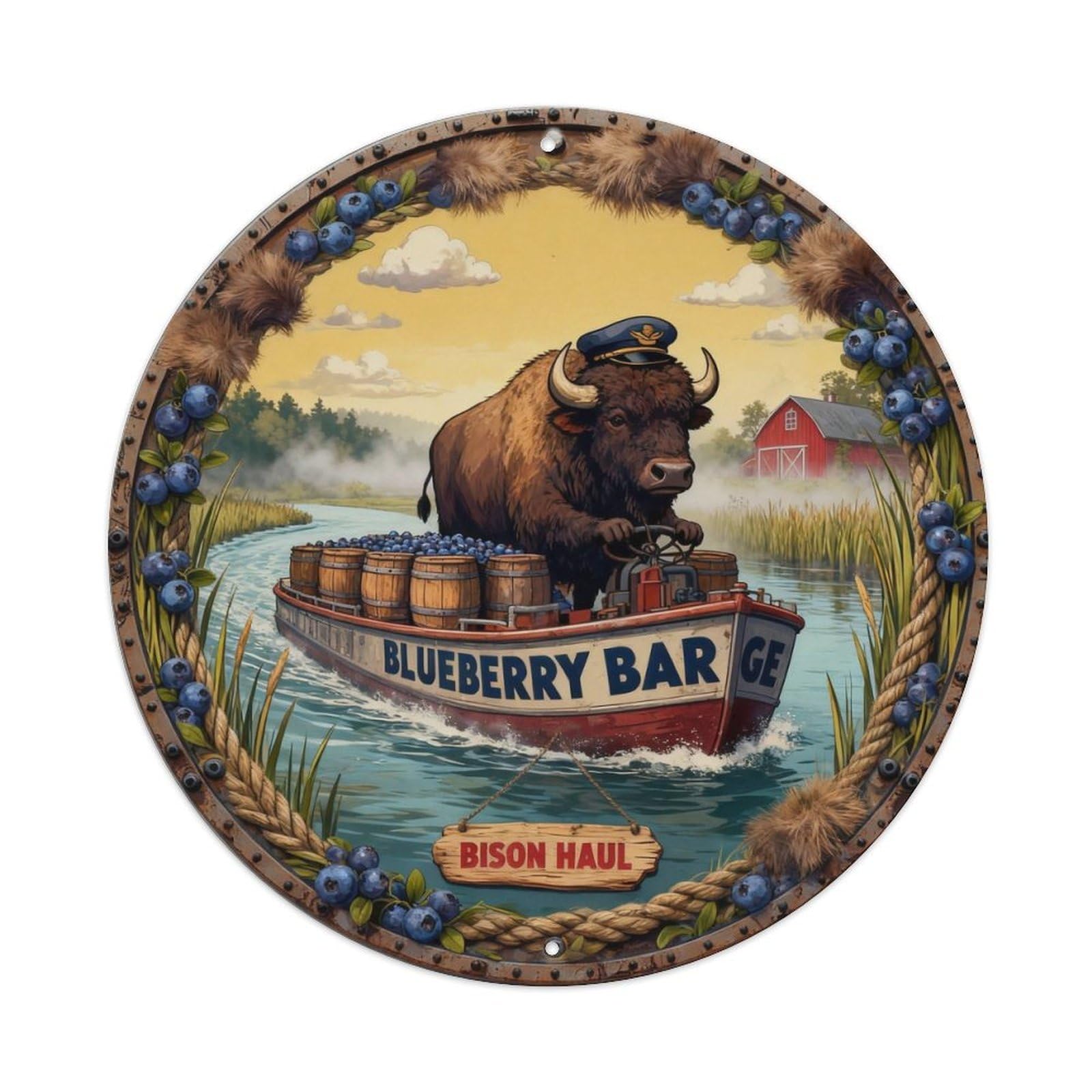 Blueberry Barge Sign Metal Tin Sign Plaque