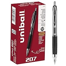 uni-ball 207 Retractable Gel Pens Medium Point, 0.7mm, Black, 12 Pack