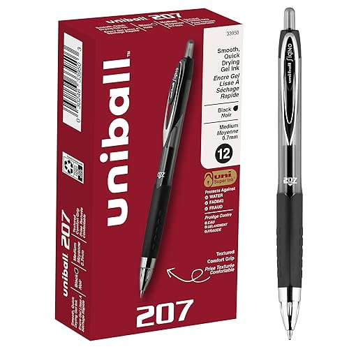 uni-ball 207 - Bolígrafos de gel retráctiles Negro -,Azul,Rojo -,Violeta