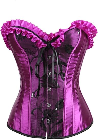 Amazon.com: Corsé de encaje negro con adornos florales, cintas en la  cintura y ajuste sobre el busto, 4X-Large : Ropa, Zapatos y Joyería