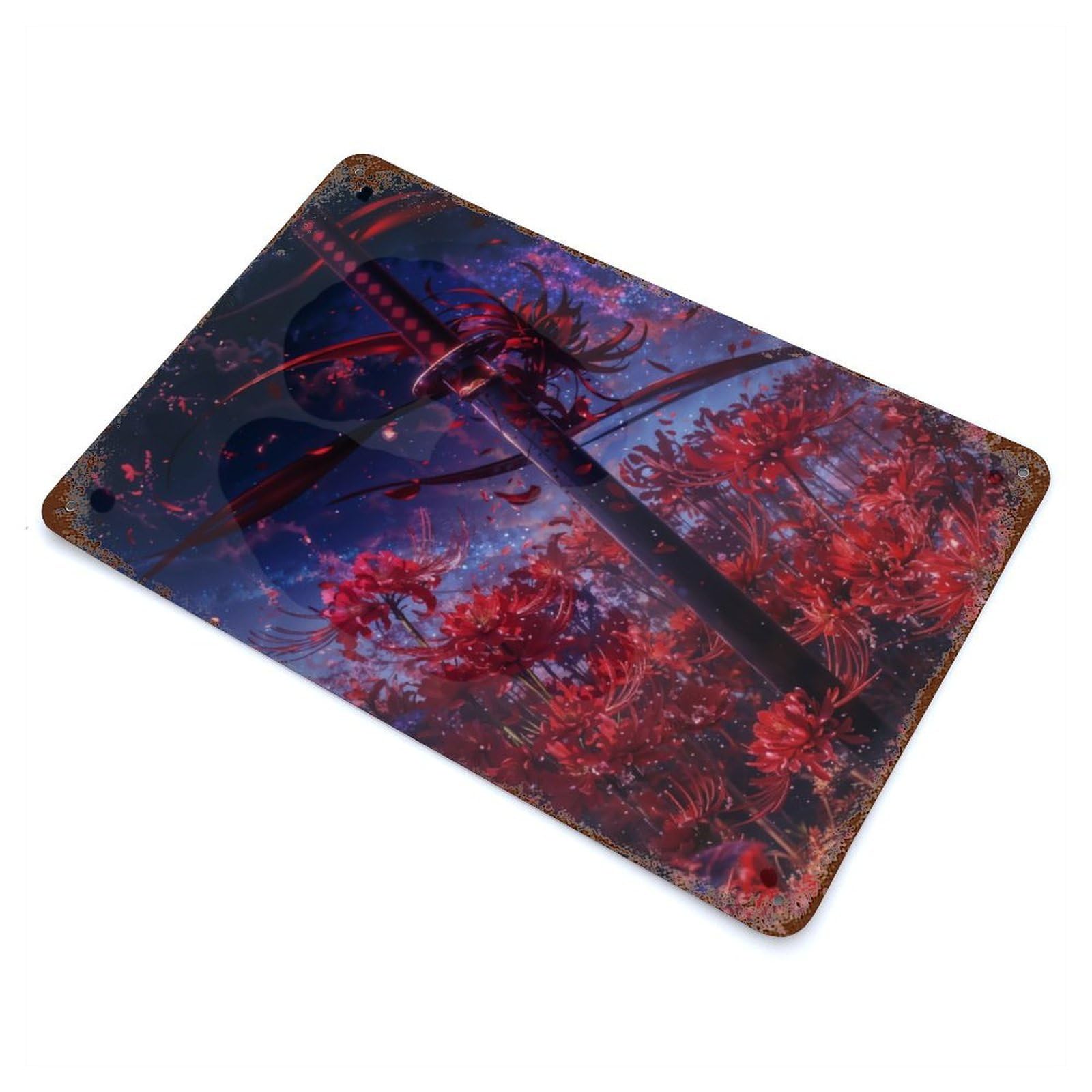 Rust Effect The Crimson Blade Distressed Metal Wall Sign 11.8"x7.9", Farmhouse Wall Decor for Office, Studio And Wall Decor