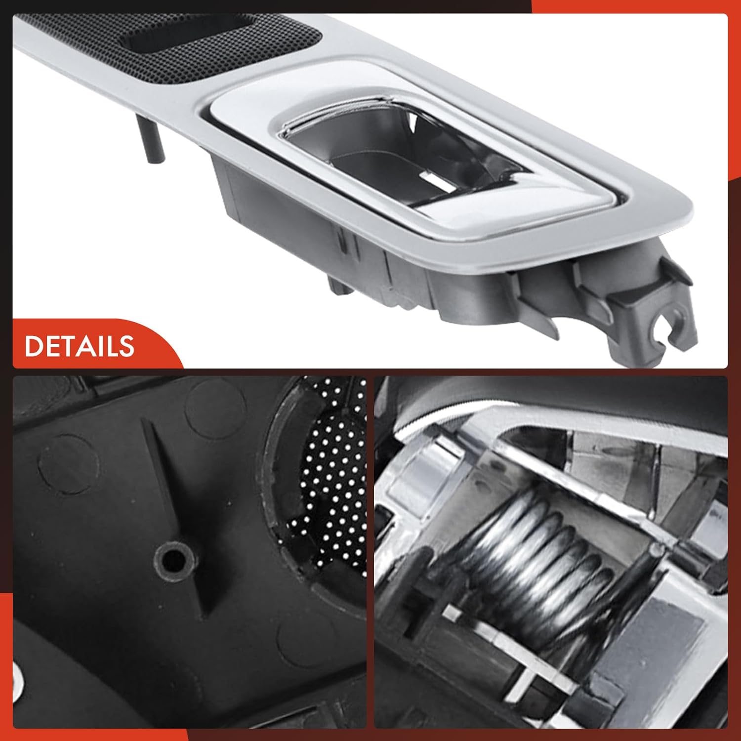 A-Premium Front Left Driver Side Interior Door Handle Compatible with Ford Explorer 2011-2015, Police Interceptor Utility 2013-2015, Gray Bezel with Chrome Lever, Replace# BB5Z7822601EB