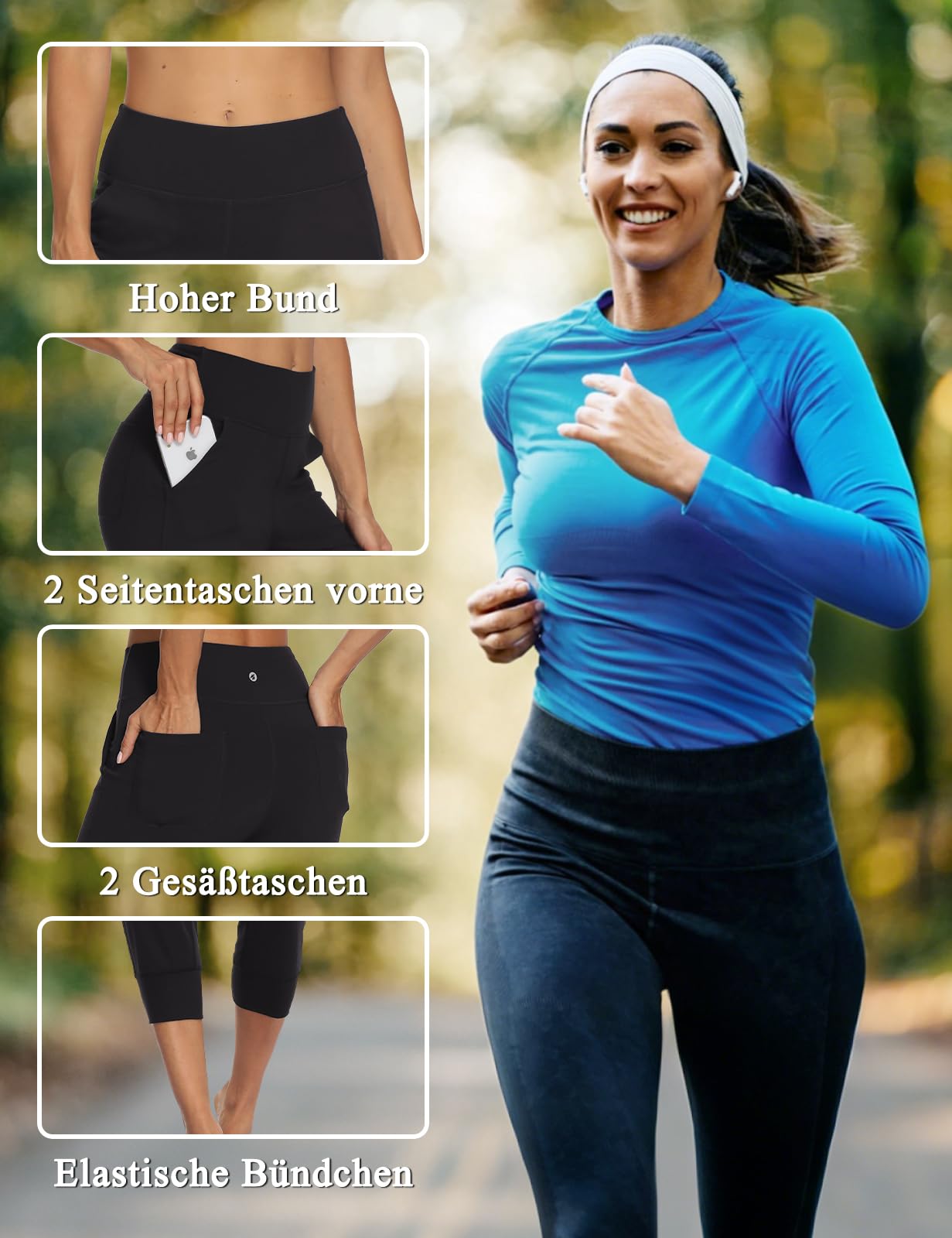 MOVE BEYOND Pantalon et Pantacourt de Sport Jogging Femmes avec 4 Poches Sport Yoga Gym Joggeur