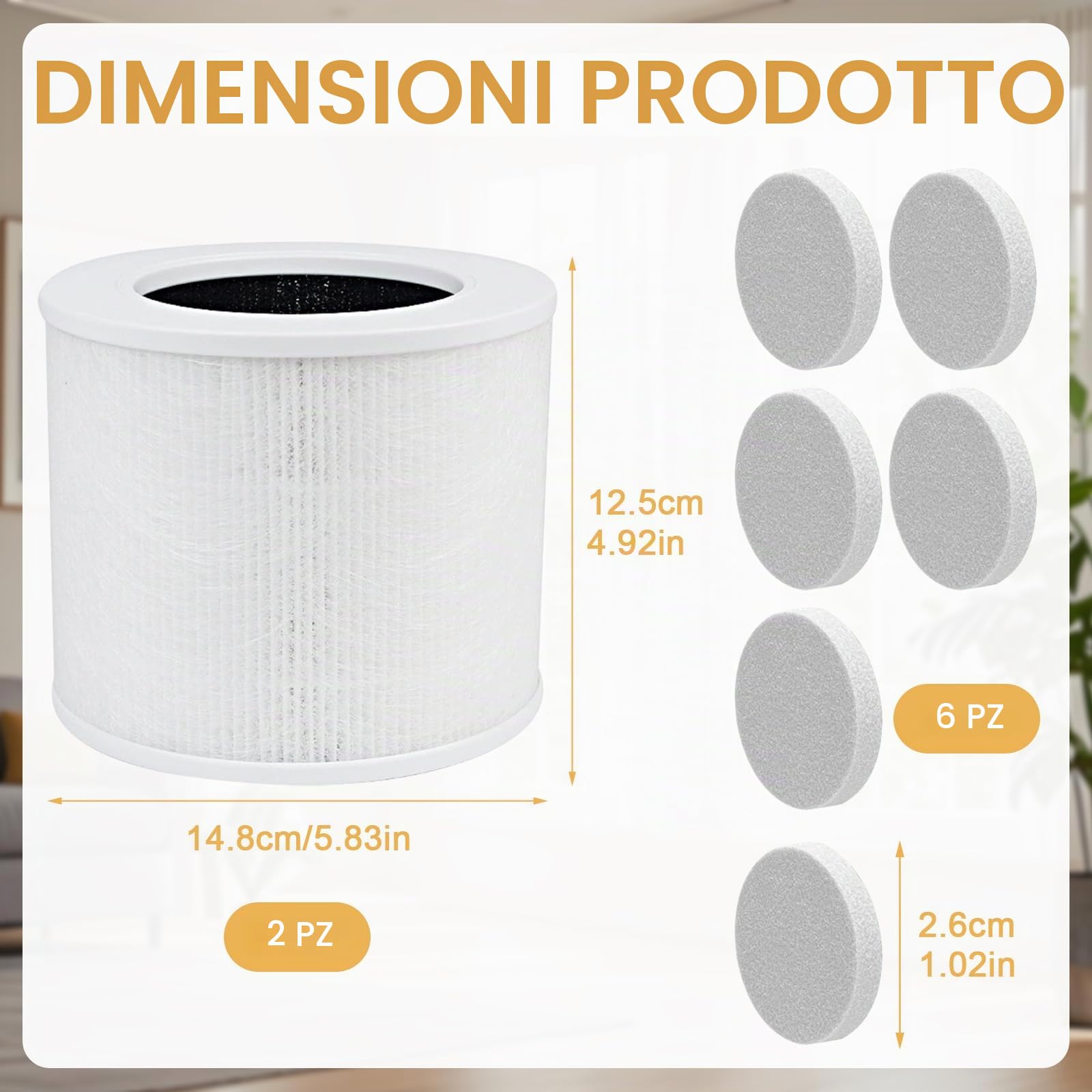 2 Filtri di Ricambio Core Mini-RF Compatibili con il Purificatore d'aria LEVOIT Core Mini, Filtro di Ricambio Co re Mi ni 3 in 1, Filtro a Carbone Attivo ad Alta Efficienza, 6 Tamponi Aromatici