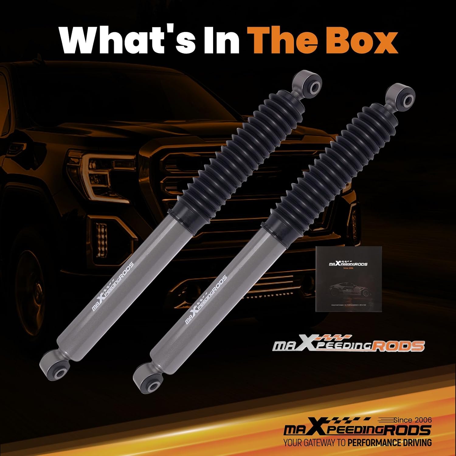 maXpeedingrods 4” Rear Lowering Shocks for Chevy Silverado/GMC Sierra 1500 2019-2025, Nitrogen-charged Drop Shocks