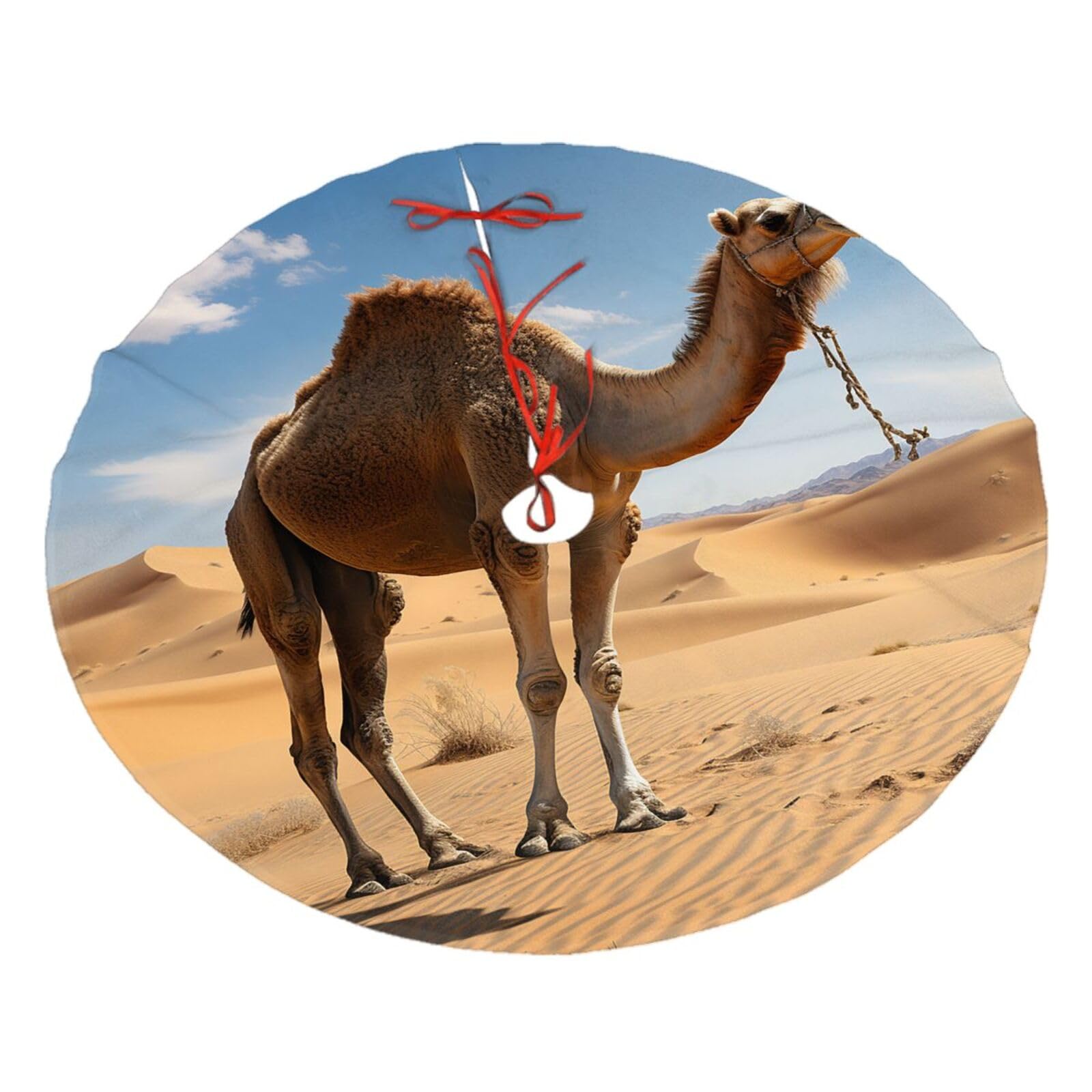 Desert Sand Camel Christmas Tree Skirt 48",Soft Plush Xmas Tree Mat Christmas Tree Oranment for Merry Christmas Party Holiday Indoor Outdoor Decorations