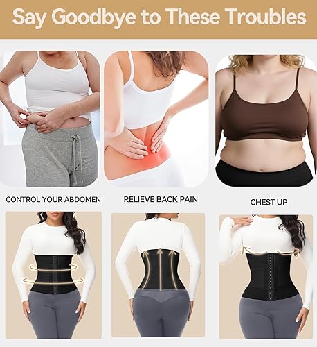 Miniatura 7 de SHAPSHE Entrenador de cintura para mujer, control de abdomen, faja segmentada con triple envoltura para posparto con ganchos