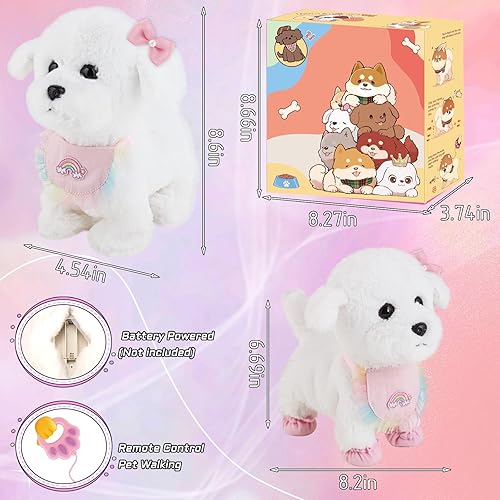 Miniatura 5 de Juguetes para cachorros para niños, perros de juguete que caminan y ladran, juguete de perro para caminar para niños con correa, cachorro de peluche