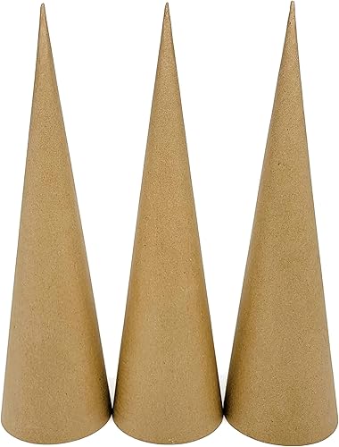 Paper Mache Cone - Fondo abierto de 17.87 x 5 pulgadas, juego de 3 unidades (XL)