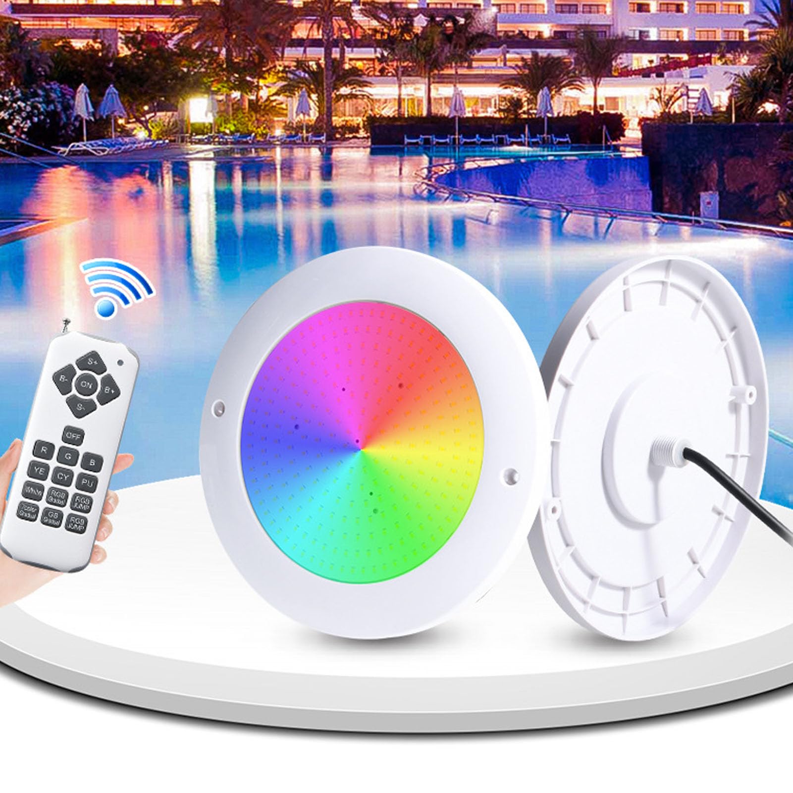 Fabater Poolleuchte, Farbwechselnde Unterwasser-LED-Leuchten mit Fernbedienung, IP68 wasserdichte RGB-Schwimmbadlampe, Tauchbare LED-Leuchte für Unterirdische und Oberirdische Pools