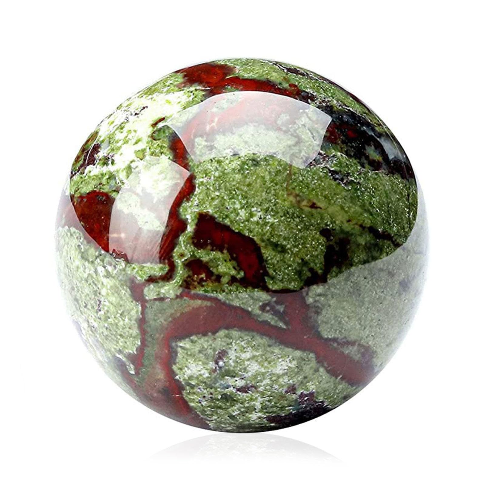 RVBLRDSE Dragon Blood Jasper Sphere Rock Quartz Crystal Ball Ornament Gemstone Divination Sculpture Figurine with Wood Stand,60mm Gemstone Stone
