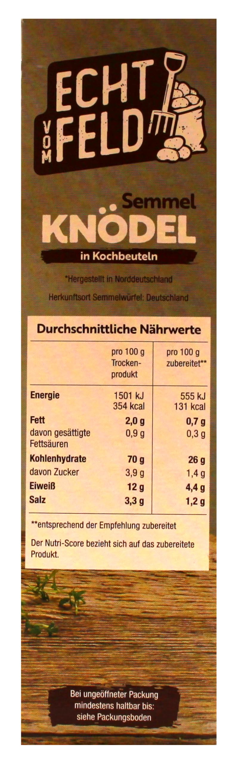 Echt vom Feld Semmel-Knödel in Kochbeuteln, 7er Pack (7 x 200g)