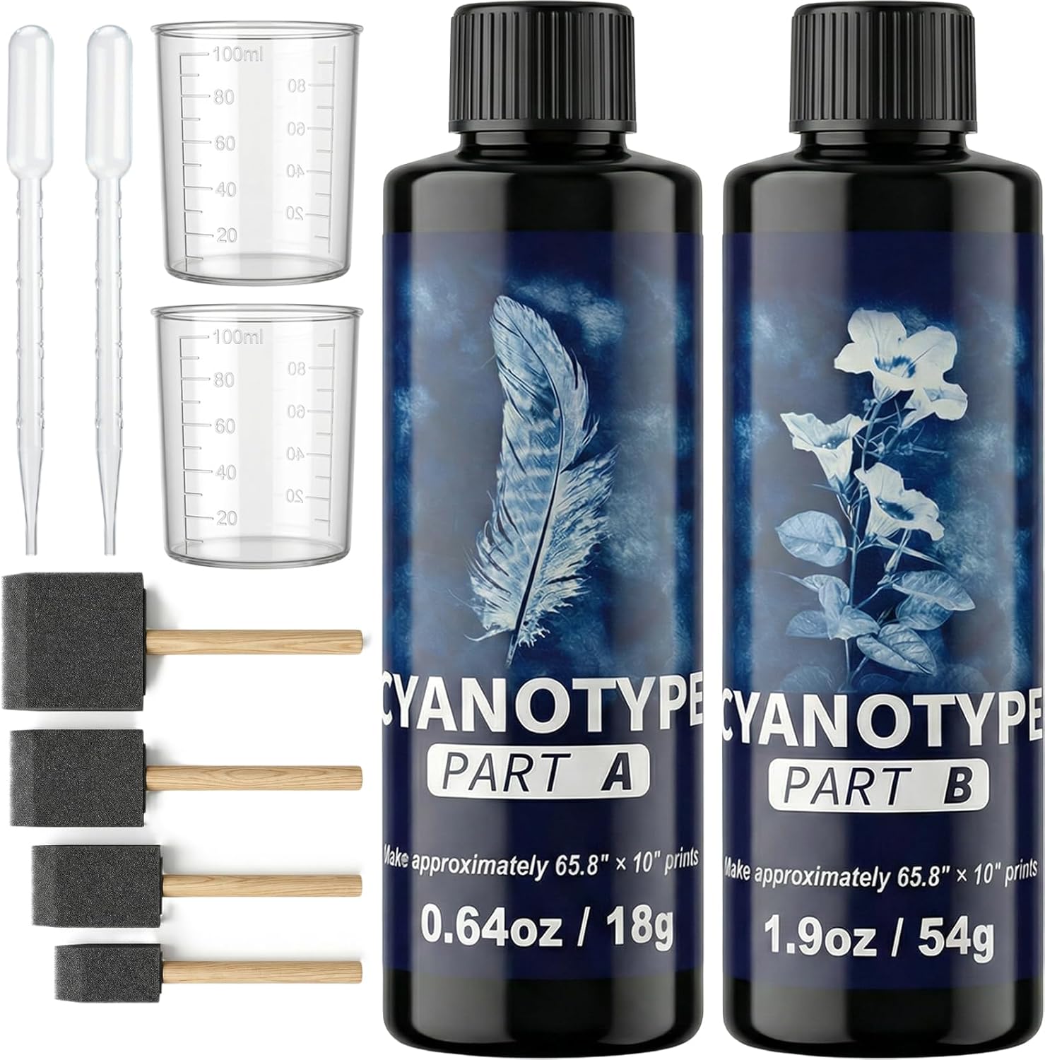 Rlcvecv Cyanotype Kit for with 8 Tools – Sunprint Kit with Chemicals & Sensitizer, Photo Printing Fabric Art Set for Beginners, Paper & Creative DIY Projects