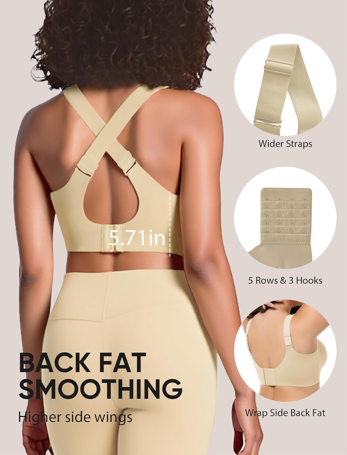 Jelly Bras for Women Plus Size Minimizer No Underwire Supportive Full Coverage Wider Straps Seamless Tshirt Bra - Image 4