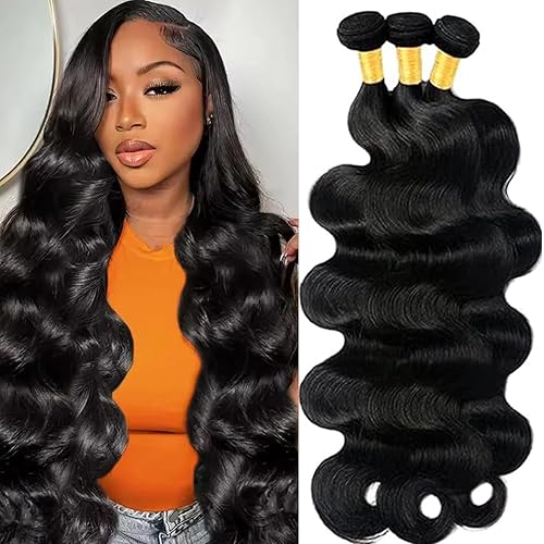 Human Hair Bundles 12A Body Wave Bundles Human Hair 20 22 24 Inch 100% Unprocessed Brazilian Virgin Hair 3 Bundles Quick Weave for Black Women Natural Color