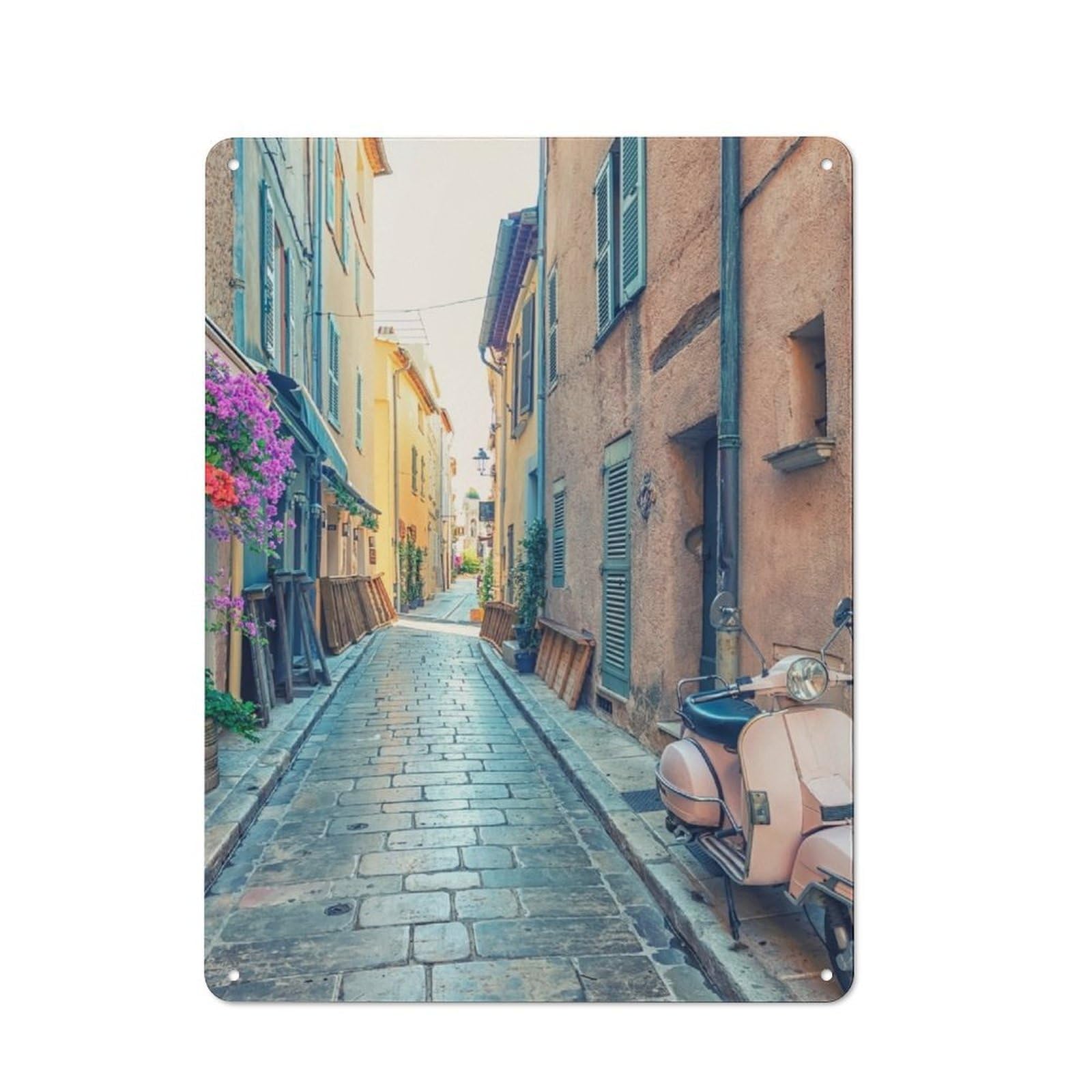Junmoney St Tropez Street For Living Room Or Hallway, Rustic Metal Sign 40X30cm, For Home Interiors, Feature Walls And Decorative Displays