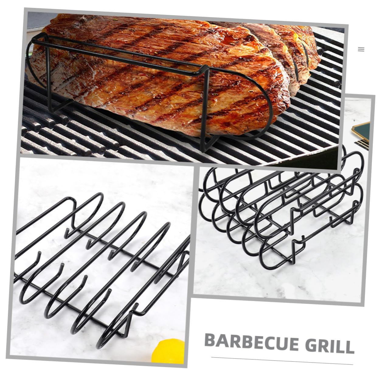 IMIKEYA Per Barbecue Supporto per Costine e Pollo Resistente per Carne e Verdure Accessorio da Portatile