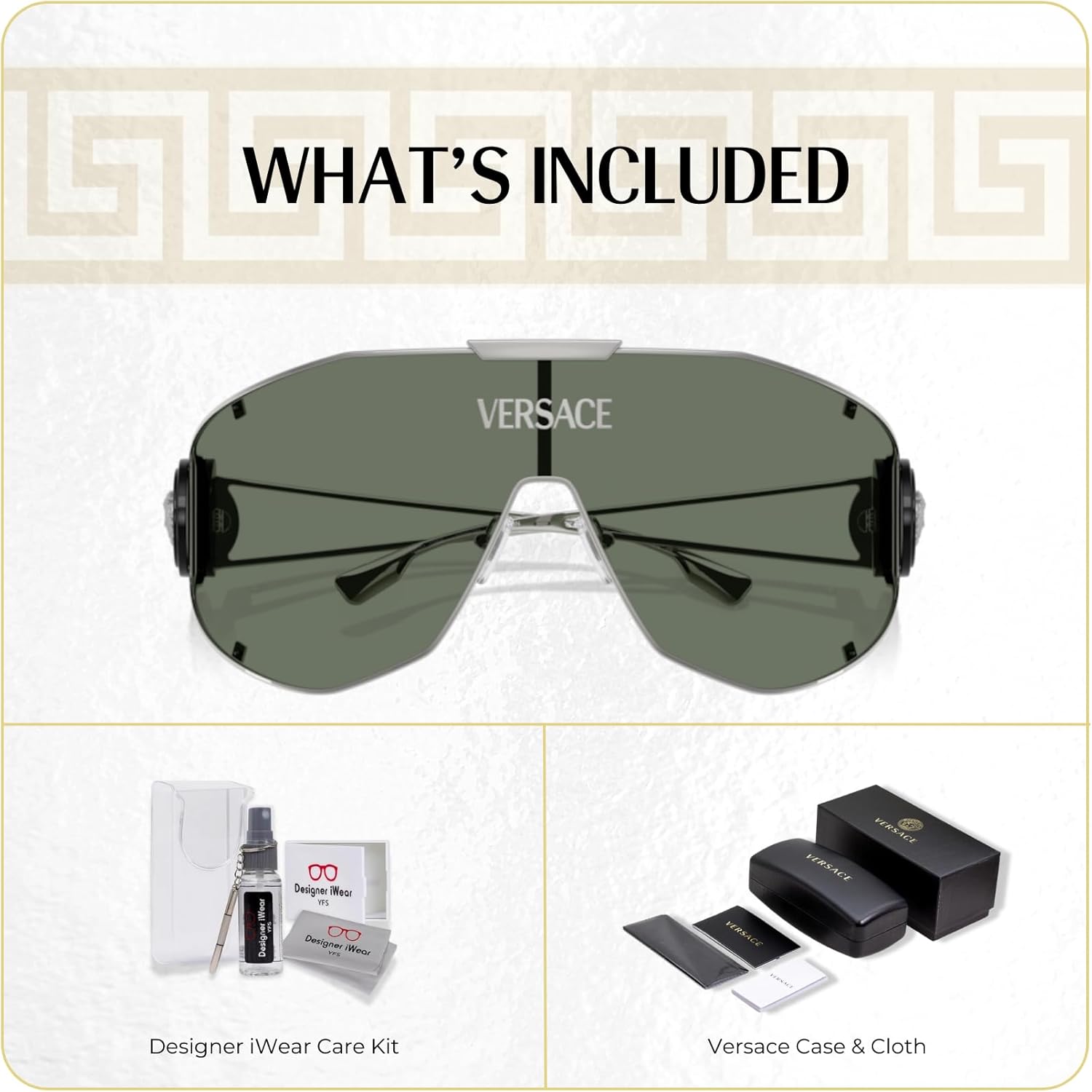 Versace VE2268 64MM Shield Sunglasses For Men +BUNDLE with ACCESSORY EYEWEAR KIT - Image 2