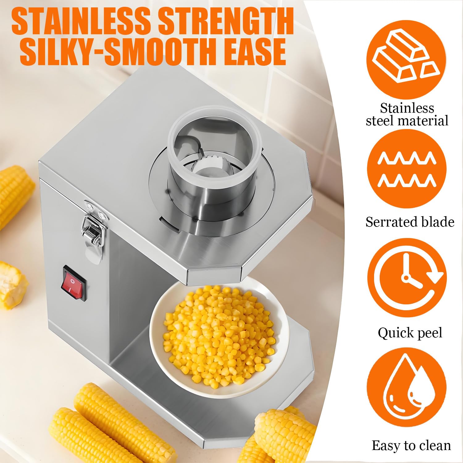 Sgranatrice Elettrica Per Mais Fresco Da 40 W, Trebbiatrice Per Mais In Acciaio Inossidabile, Lama Rimovibile, Trebbiatrice Per Mais Professionale, Per Trebbiare Mais Fresco E Cotto