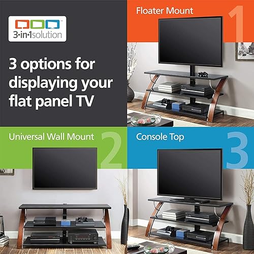 Miniatura 7 de OLSIZ Soporte de TV de pantalla Plana 3 en 1 para televisores de hasta 65 pulgadas marrón cereza