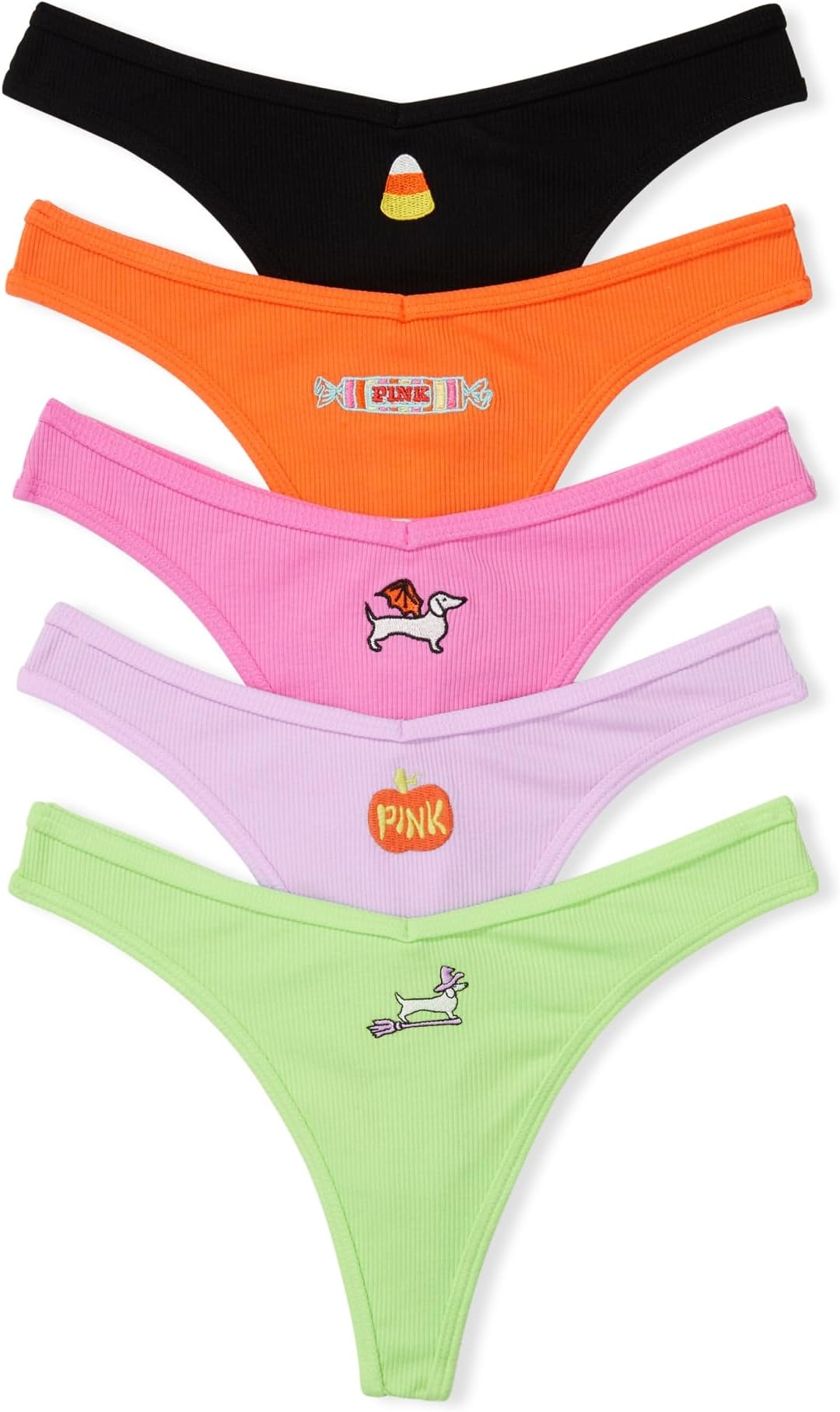 Victoria's Secret PINK Cotton Thong Panty Pack, Women's Panties, Cotton Thong Underwear for Women, Thong Panties, Ladies Underwear, Orange (M)