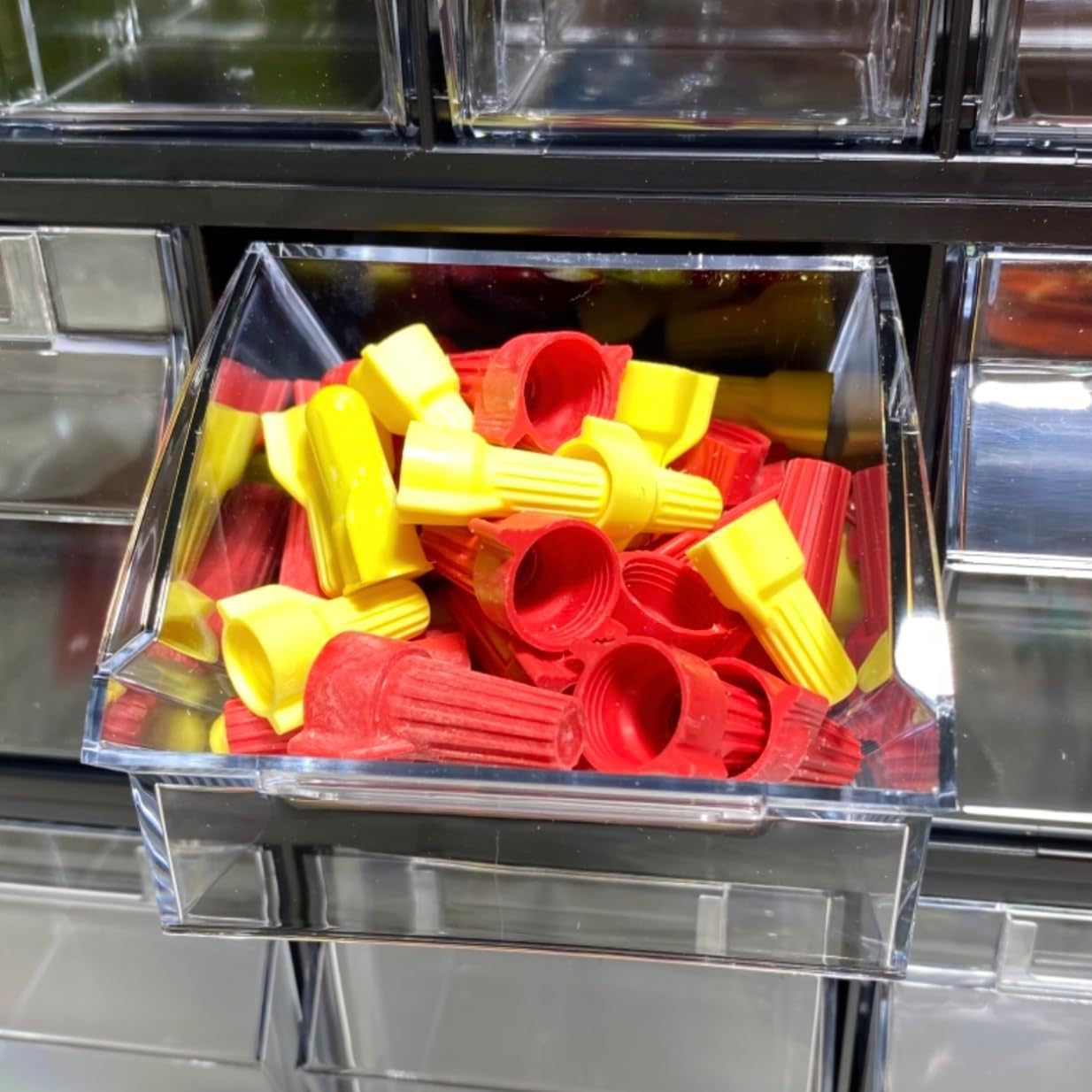 Transparent Tilt Storage System Organizer Bins Tool Organizer for Hardware and Craft (21)