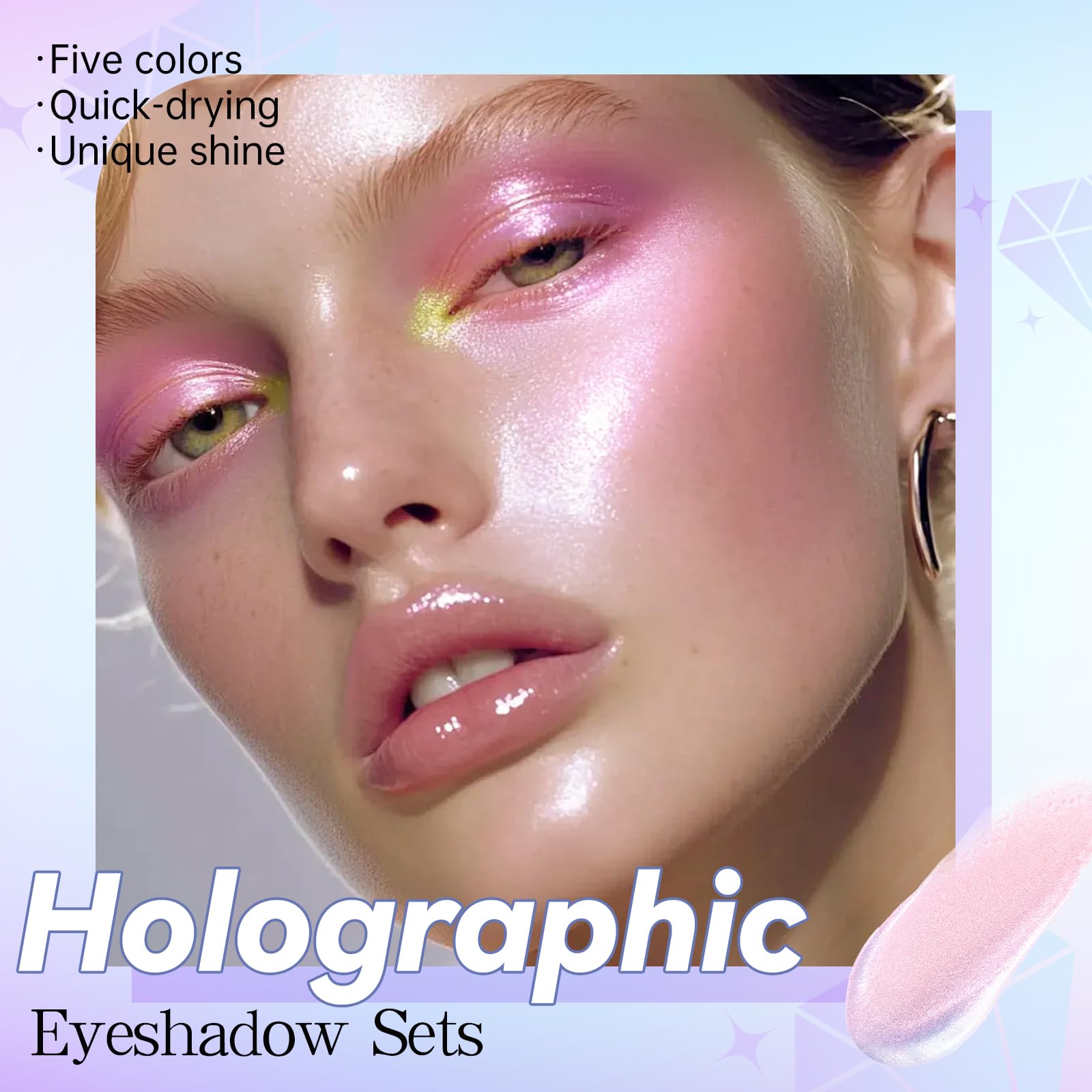 Noerrors 5 Colors Liquid Glitter Eyeshadow Set, Chameleon Metallic Shimmer Diamond Eyeliner Sparkly Eyeshadow - Image 2