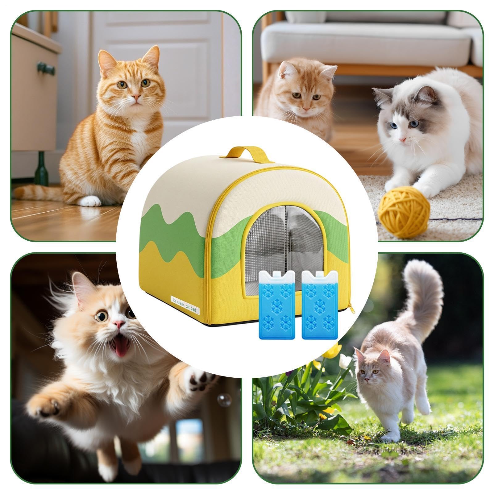 Casa Perro Refrescante Exterior Cueva para Gatos con de Hielo | Cueva Mascota Fría para Dueños Entrenadores Piso Hogar Oficina Dormitorio Sala Estudio Balcón Jardín