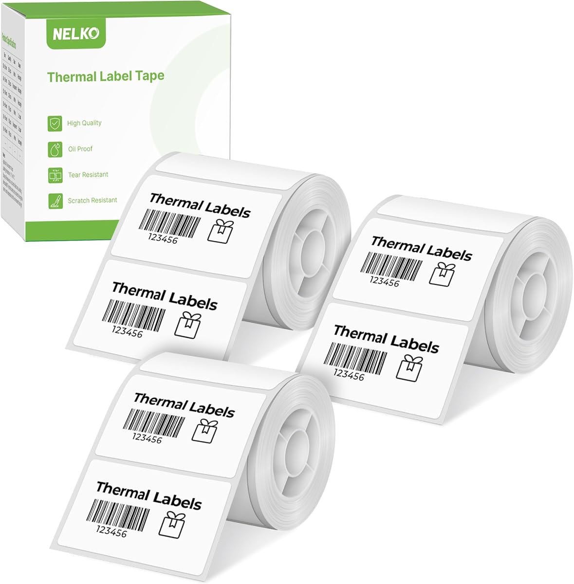 Thermal Labels for Nelko PM220 Label Maker, 2'' x 1.18'' (50x30mm) Thermal Sticker Label, Waterproof, Multi-Purpose Label Tape, 3 Roll of 230 Self-Adhesive Thermal Paper (White)