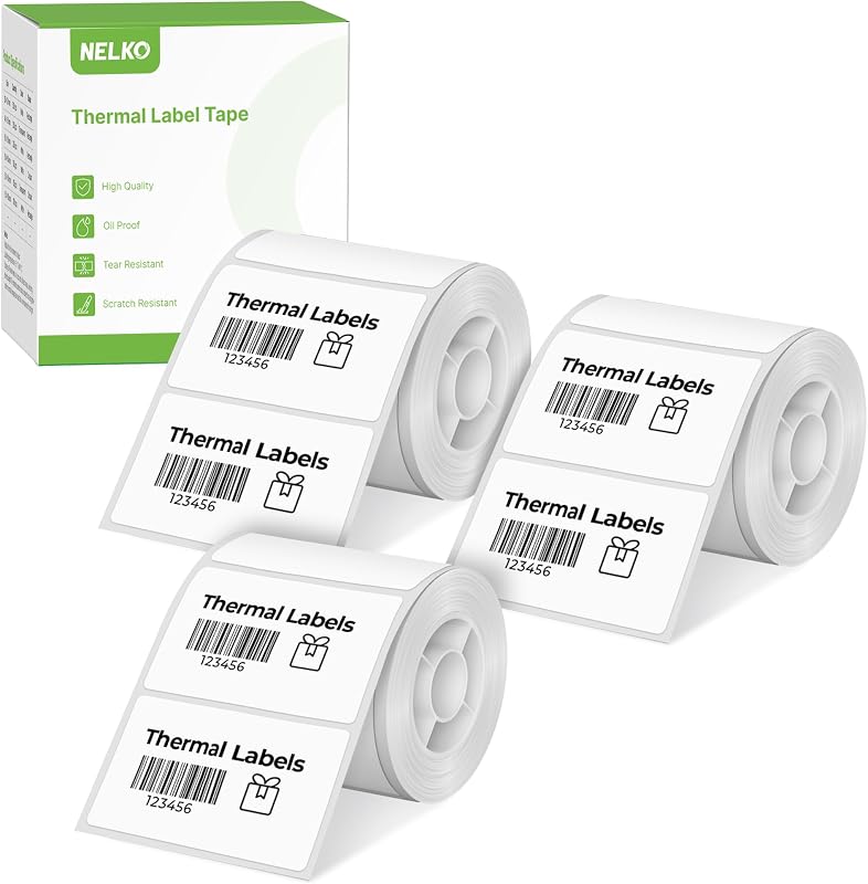 Thermal Labels for Nelko PM220 Label Maker, 2'' x 1.18'' (50x30mm) Thermal Sticker Label, Waterproof, Multi-Purpose Label Tape, 3 Roll of 230 Self-Adhesive Thermal Paper (White)