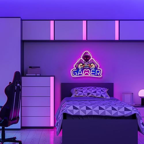 Miniatura 6 de Kavaas Letrero de neón con estampado UV para decoración de habitación de jugadores, luces LED de neón para dormitorio, niños, decoración de pared de