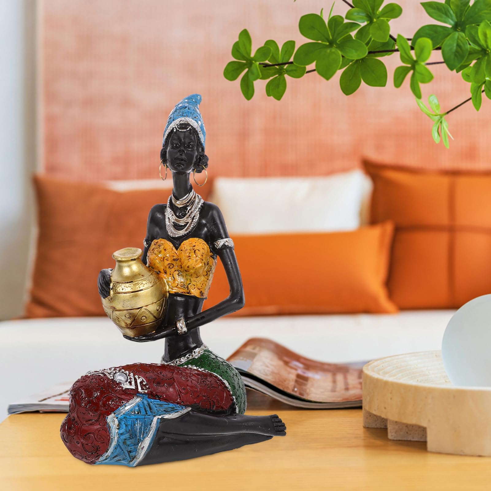 Personajes Africanos De Resina Escultura De Mujer Africana Decoración Artesanal para Hogar Sala De Estar Dormitorio Obsequio De San Valentín Figura De Escritorio