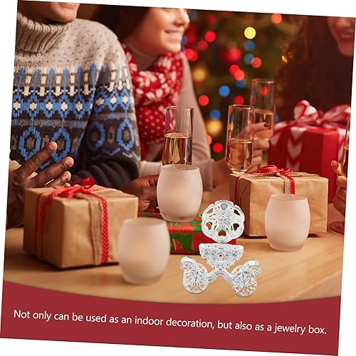 Miniatura 2 de NUOBESTY Decoración de carruaje de calabaza, caja de joyería con bisagras, adornos de mesa de cristal, adornos de Halloween, Navidad, manualidades,