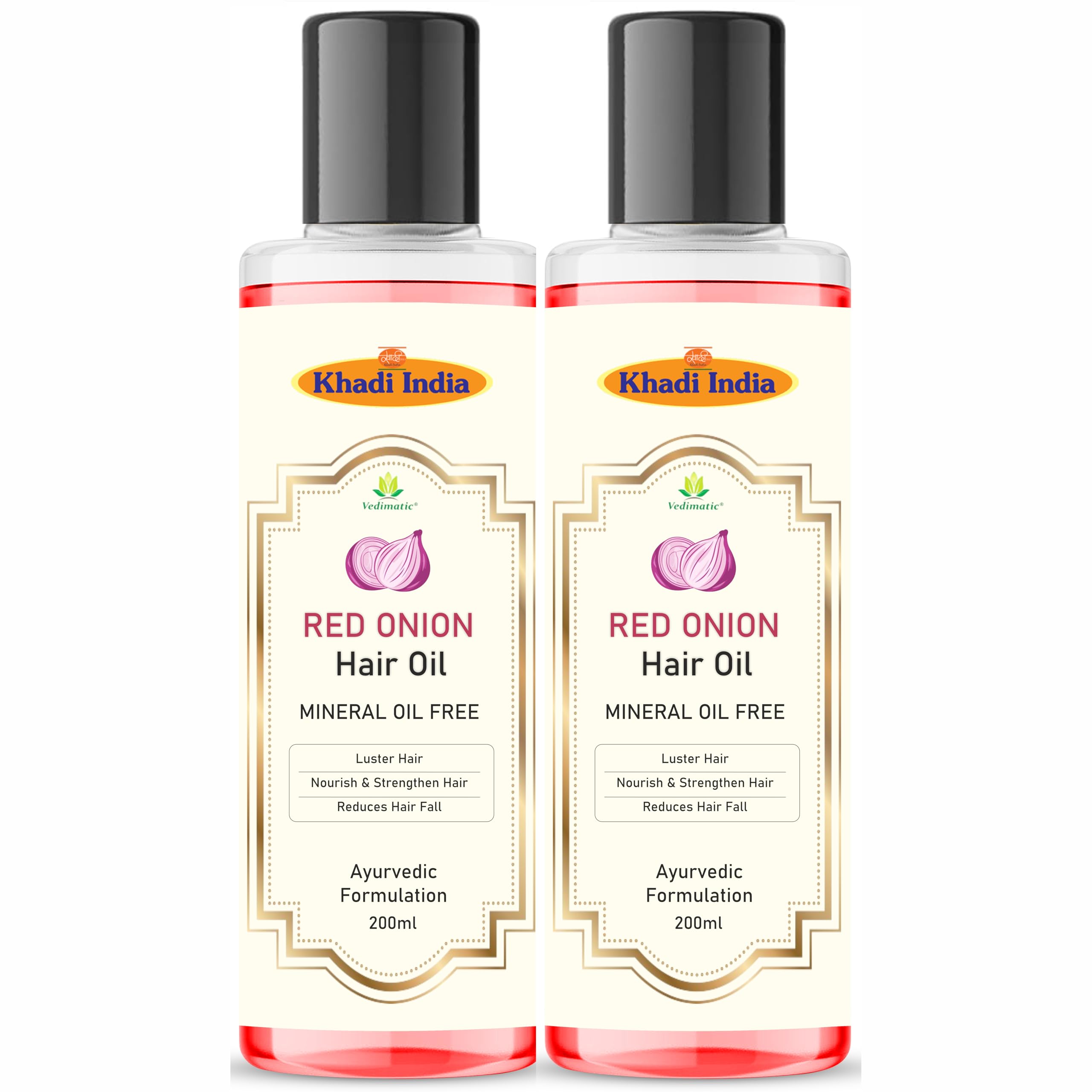 Khadi 100% Pure & Natural Red Onion Herbal Hair Oil Anti Hair Fall Therapeutic Hair Oil 400Ml with khadi india logo-picture-19