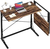 Vantic 31.5" Folding Desk - Foldable TV Tray Table for Couch Eating, Extra Large Portable Laptop Desk for Home Office, Rustic Brown
