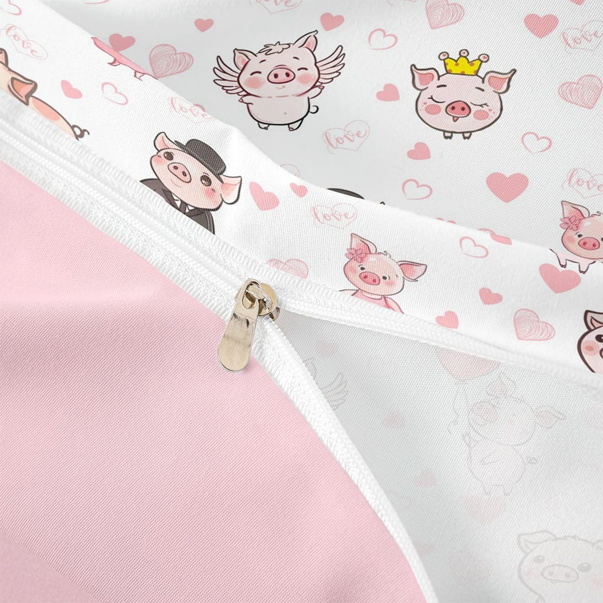 Homewish Kreskówka świnka król pościel miłość serce poszewka na kołdrę zestaw korona kawaii różowa świnka ręcznie rysowana poszewka na kołdrę skrzydła garnitur spódnica balon pościel zestawy łóżek