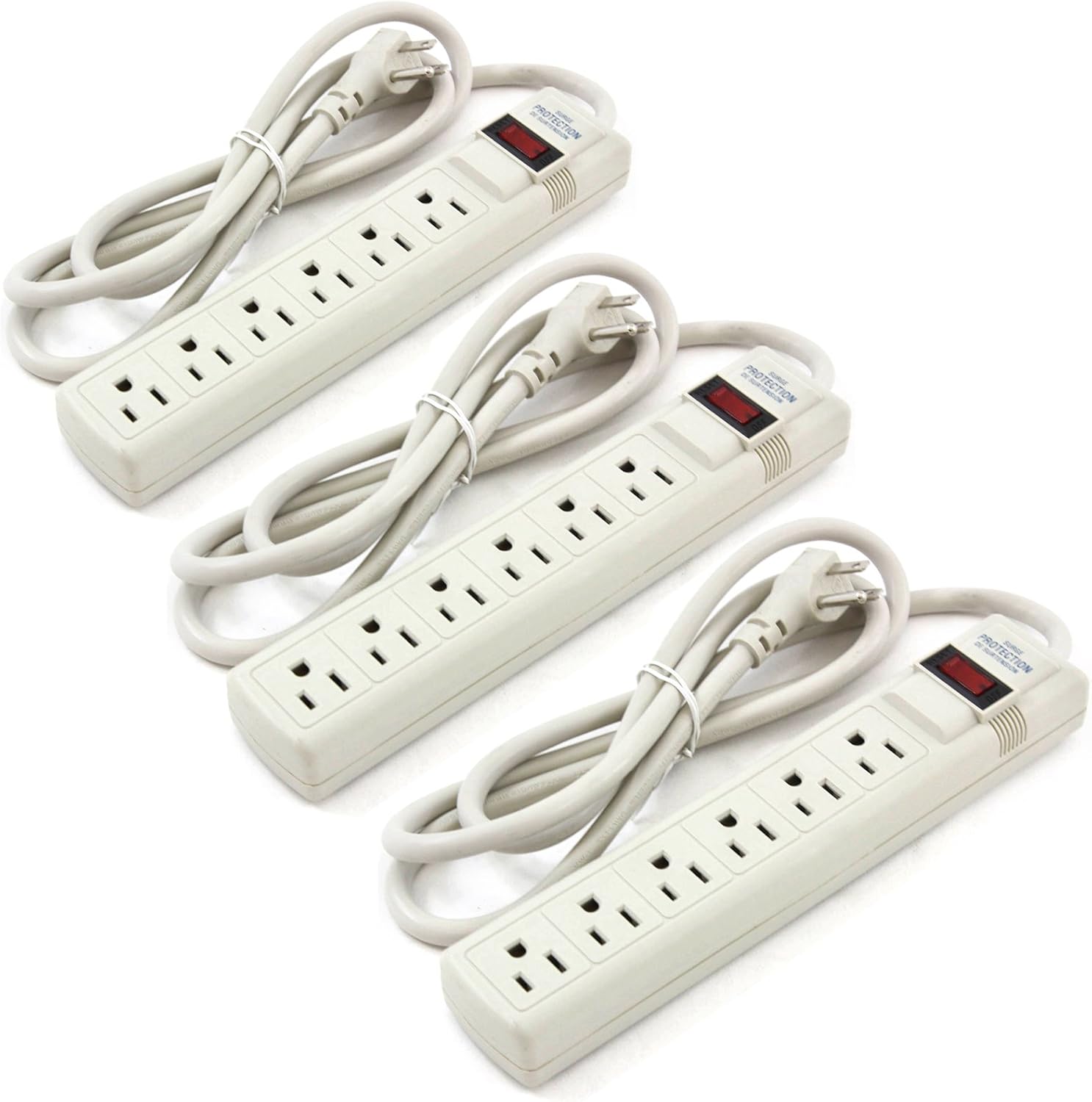 3 Power Strip Surge Protector 5 ft 14/3 AWG UL Listed 6
