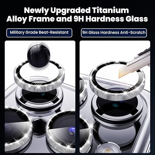 Miniatura 5 de Hoerrye Paquete de 6 + 2 protectores de lente de cámara para iPhone 15 Pro y iPhone 15 Pro Max, protector de pantalla de vidrio Ultra-HD compatible