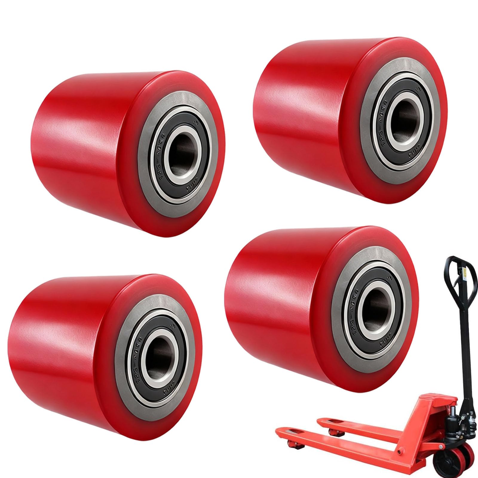 4 Stück Hubwagenrollen Polyurethan 80 x 70mm, Achse 20mm Hubwagenräder mit Kugellager Belastung 750kg Hubwagen Rollen Räder Rollen Industrielle Ersatzteile für Hubwagen Transportwagen