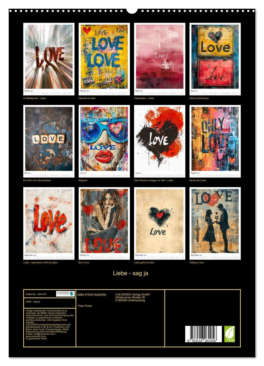 Liebe - sag ja (hochwertiger Premium Wandkalender 2026 DIN A2 hoch), Kunstdruck in Hochglanz: Die Magie der Liebe. (CALVENDO Kunst)