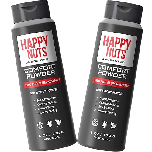 Happy Nuts Comfort Powder - Polvo antirozaduras, defensa del sudor y control de olores para la ingle, los pies y el cuerpo - Polvo corporal para