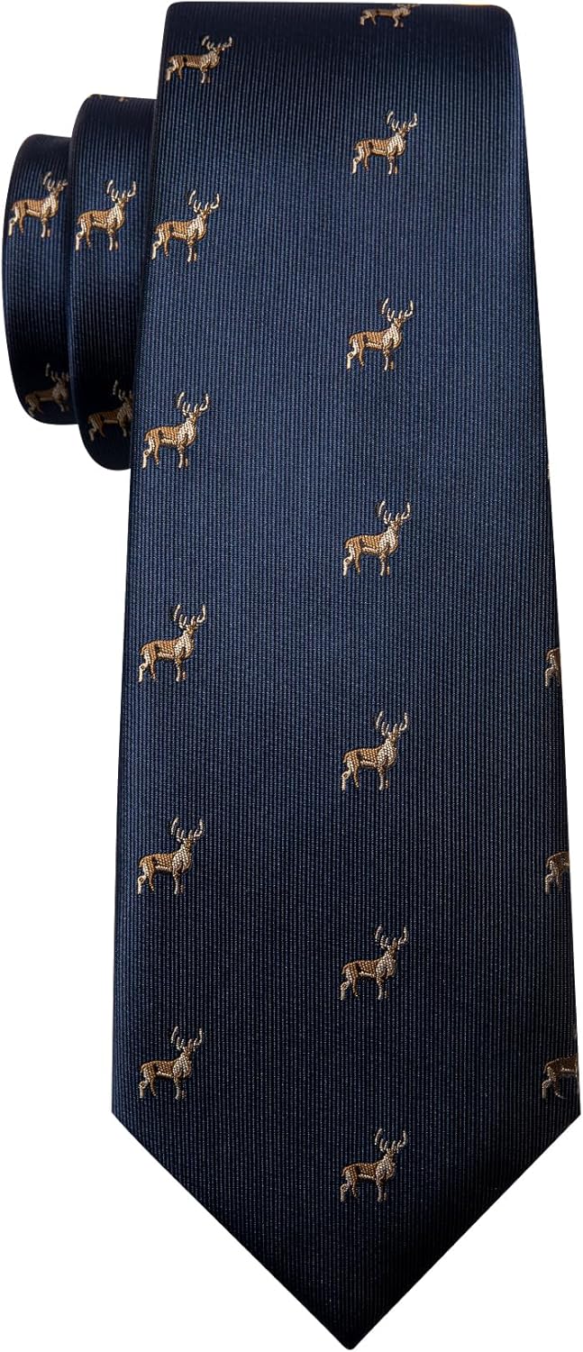 Barry.Wang Fun Animal Ties for Men Designer Handkerchief Cufflink WOVEN Casual Necktie Set Festival - Image 7
