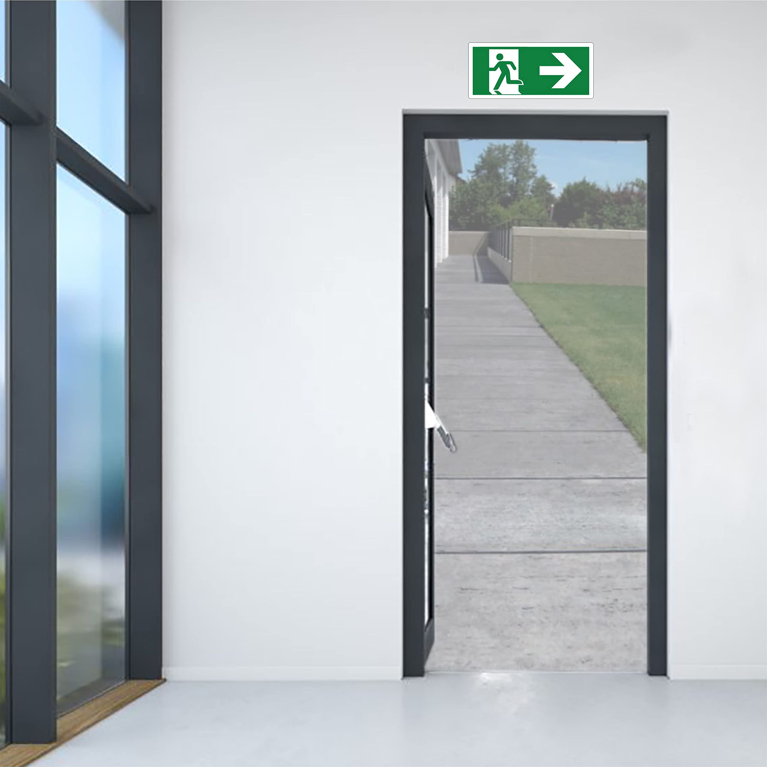 pubblimania Uscita di Emergenza PVC Adesivo Resistente per Esterno e Interno (Cm29x13) (Freccia Destra)