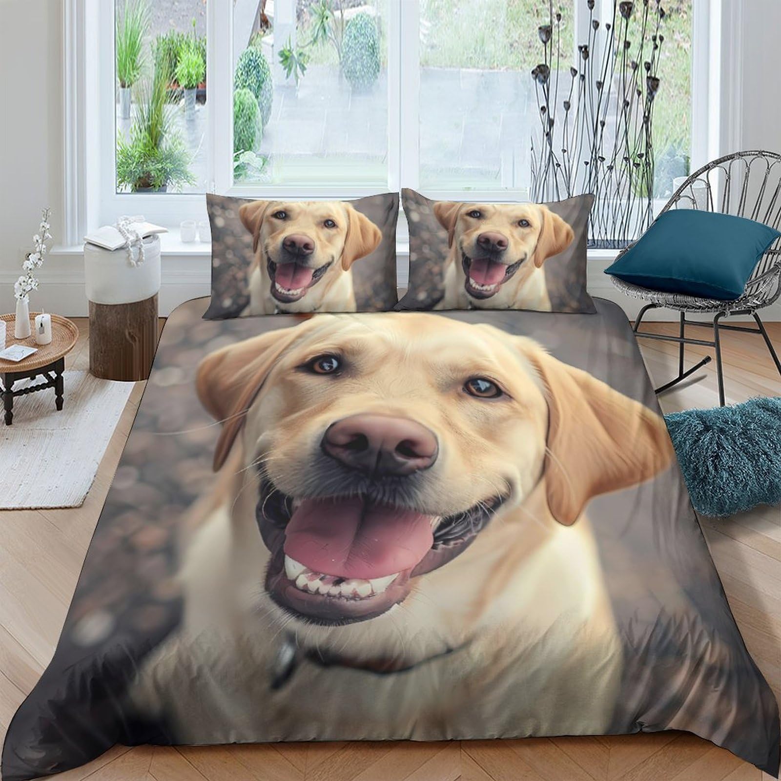 Ctjqhvkz Style-3 3D Printed Labrador Dog Fitted Sheet Microfiber Soft Anti-Slip Bed Cover For Bedroom Guest Room Dorm Mattress Decor Single（135X200cm）