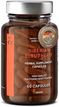 CLAV Siberian Ginseng - 900mg Eleuthero Root Powder - Energy Supplement - Reduction of Tiredness & Fatigue - 60 Ginseng Capsules - Made in Germany