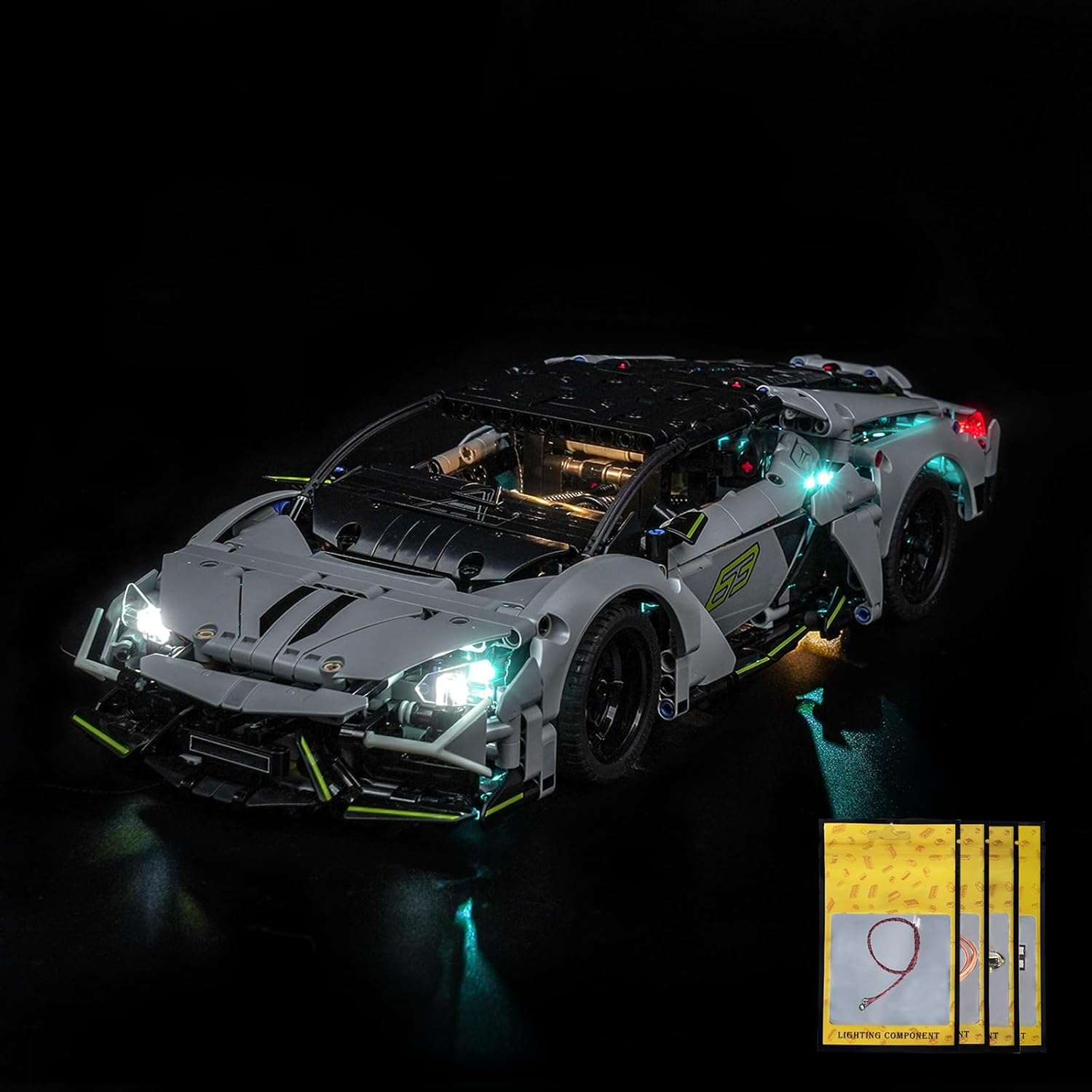 LED Lighting Compatible with Lego 42214 Technic Lamborghini Revuelto Super Sports Car - JUST Lights,RC Light Kit Compatible with Lego Technic 42214,NOT Included The Model